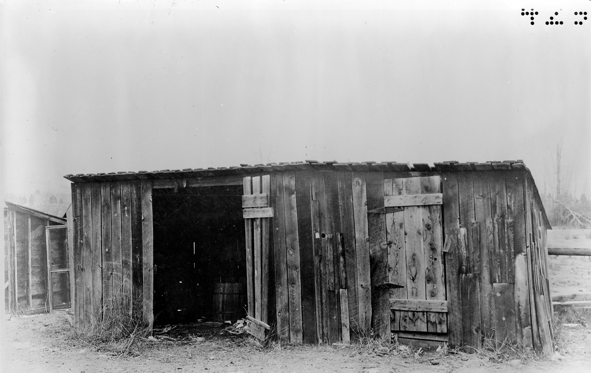 The woodshed used by Dr. Ralph Parker to perform tick research during the summer of 1920.