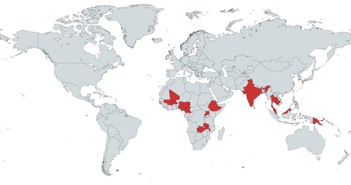 Map of International Centers of Excellence for Malaria Research