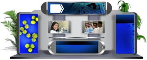 Image preview of the NIAID booth at the 2020 NIH Virtual Fair. The booth panels show microbes and people smiling.