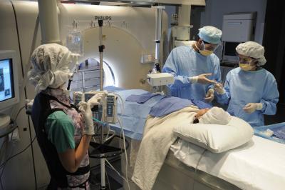 NIH experts care for a patient in Interventional Radiology