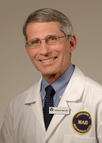 Photo of Dr. Anthony Fauci in lab coat