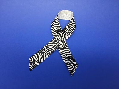 Zebra-print ribbon, a symbol for awareness of primary immunodeficiencies and other rare diseases.