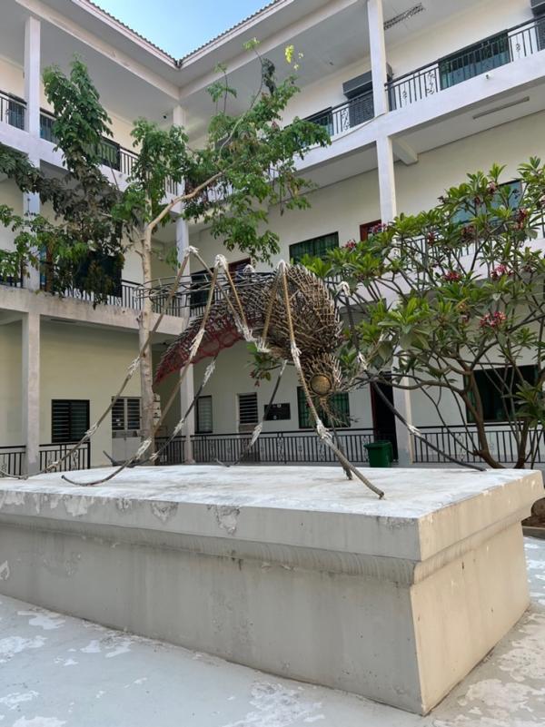 Sculpture of a mosquito outside of the Cambodian National Center for Parasitology, Entomology, and Malaria Control.