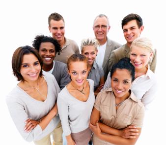 A photo of a group of happy looking volunteers.