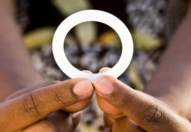 A woman holds the dapivirine vaginal ring.