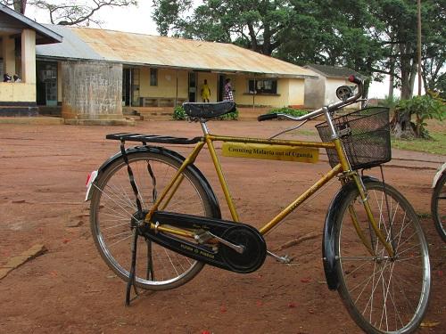 Sign on bike: Malaria