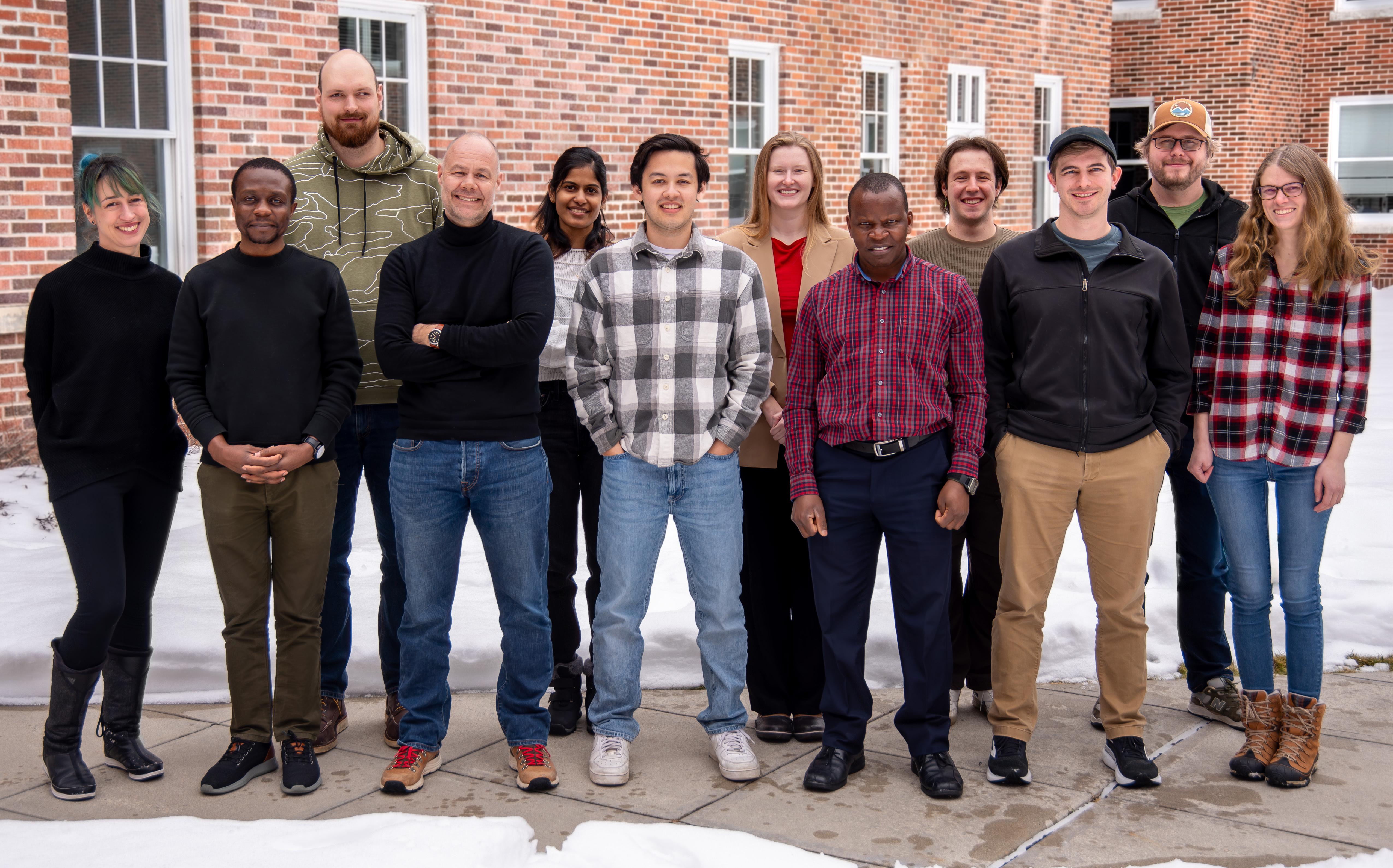photo of the Munster Research group outside in the snow