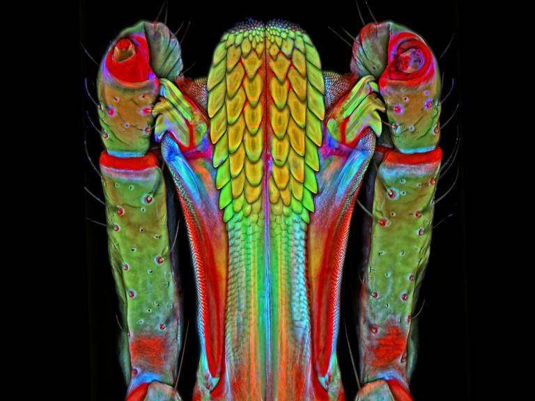 colorful close up of the mouth of a tick