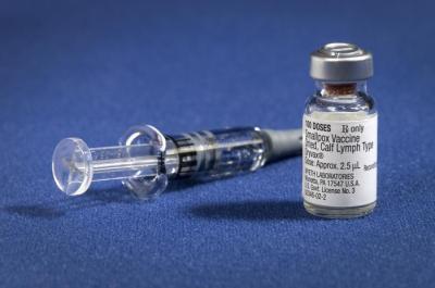 Photo of a vial of vaccinia (smallpox) vaccine
