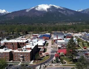 Ariel view of NIH's Rocky Mountain Labs campus in Hamilton, Montana, looking west at Downing Mountain.